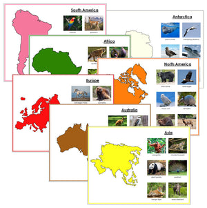 Animals of the Continents Set 2 (color-coded) - Montessori Print Shop geography and zoology lesson