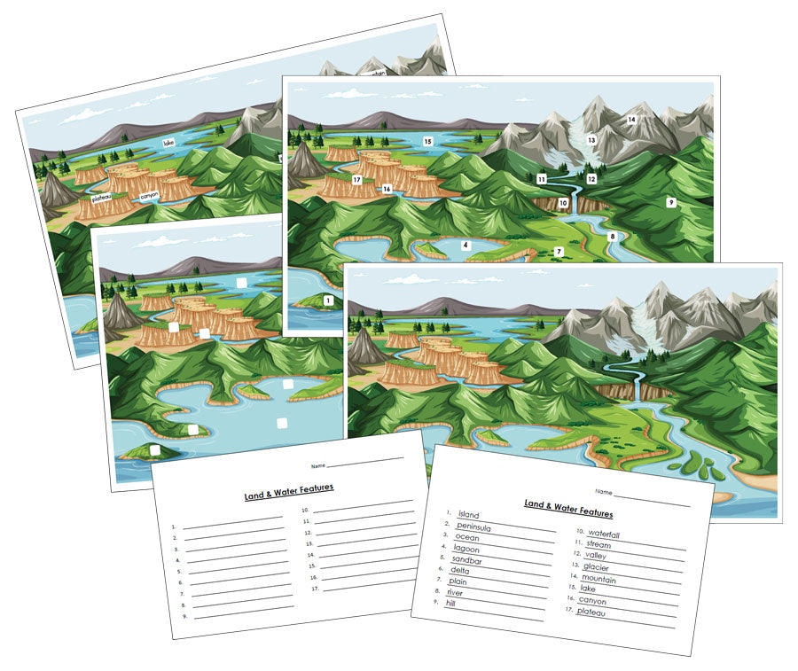 Land & Water Features Map Montessori Print Shop