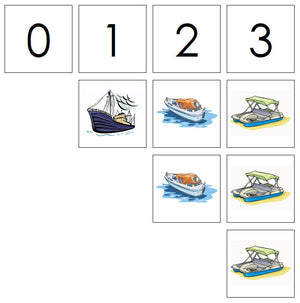 Number Cards & Boat Counters - Montessori Print Shop Math