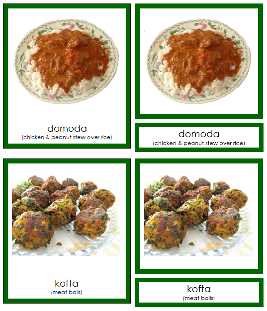 African food (color) - Montessori Geography Materials