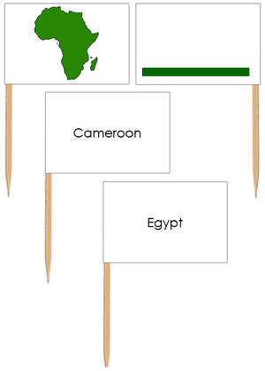 Africa Map Labels: Pin Flags - Montessori Print Shop