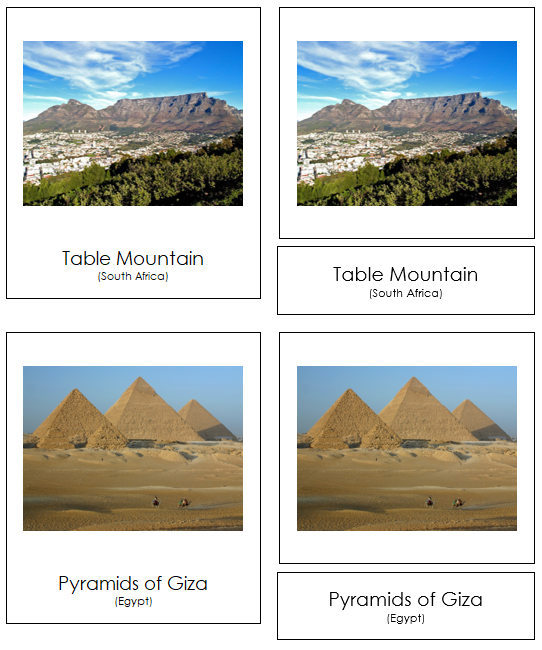 African Landmarks - Montessori geography cards