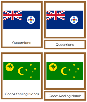 Australian Flags - Montessori Geography Cards