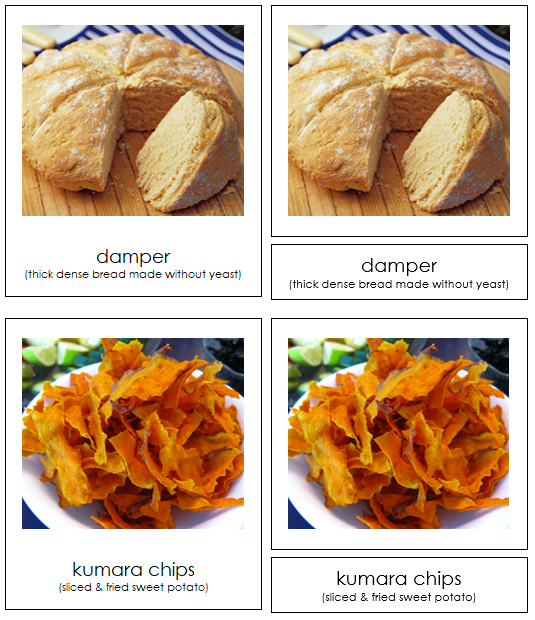 Australian/Oceanian Food - Montessori geography cards