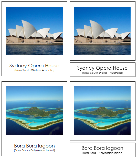 Australian/Oceanian Landmarks - Montessori geography cards