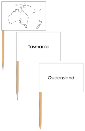 Australia Map Labels: Pin Flags - Montessori Print Shop geography materials