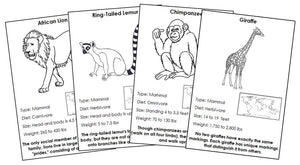 Animals of Africa Information Cards Blackline Master Bundle - Montessori Print Shop