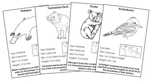 Animals of Australia/Oceania Information Cards Blackline Master Bundle - Montessori Print Shop