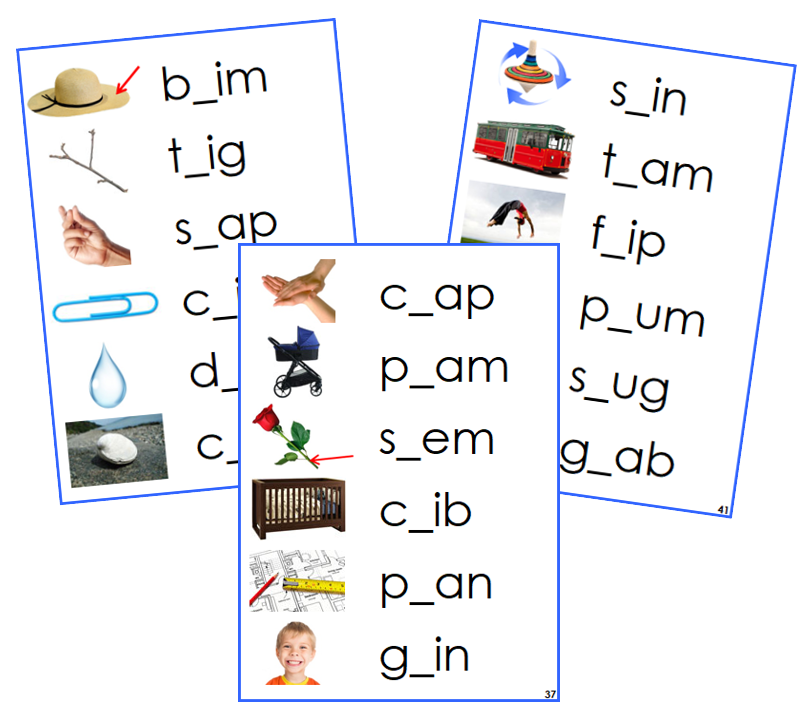 Blue CCVC Missing Consonant Cards (photos) - Montessori Print Shop