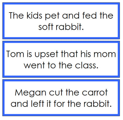 Blue Sentence Cards (Set 3) - Montessori Print Shop