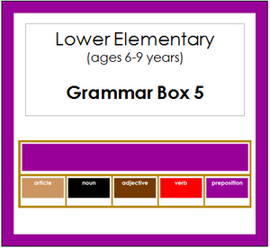 Grammar Box #5 - Prepositions - elementary montessori grammar materials