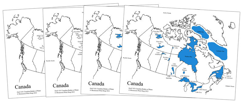 Canadian Bodies of Water Map - Montessori Print Shop geography materials