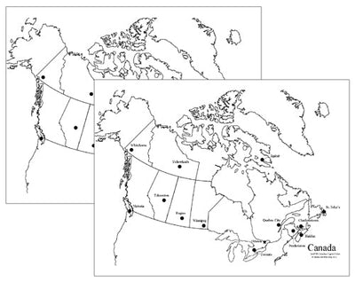 Canadian Capital Cities Map - Montessori Print Shop