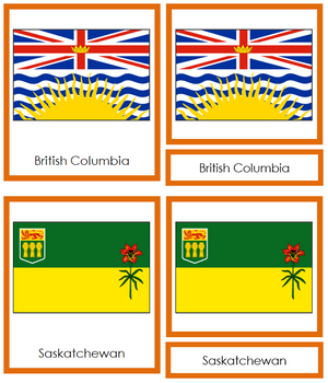 Canadian Flags - Montessori Geography Cards