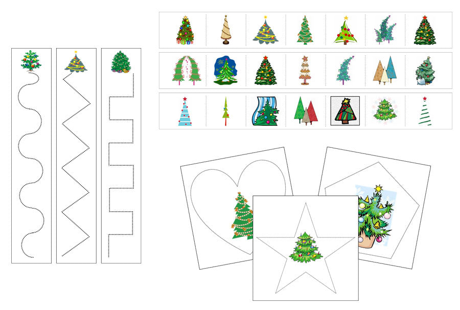 Christmas Tree Cutting Work - Preschool Activity by Montessori Print Shop