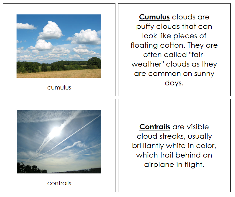Cloud Nomenclature Cards - Montessori Print Shop