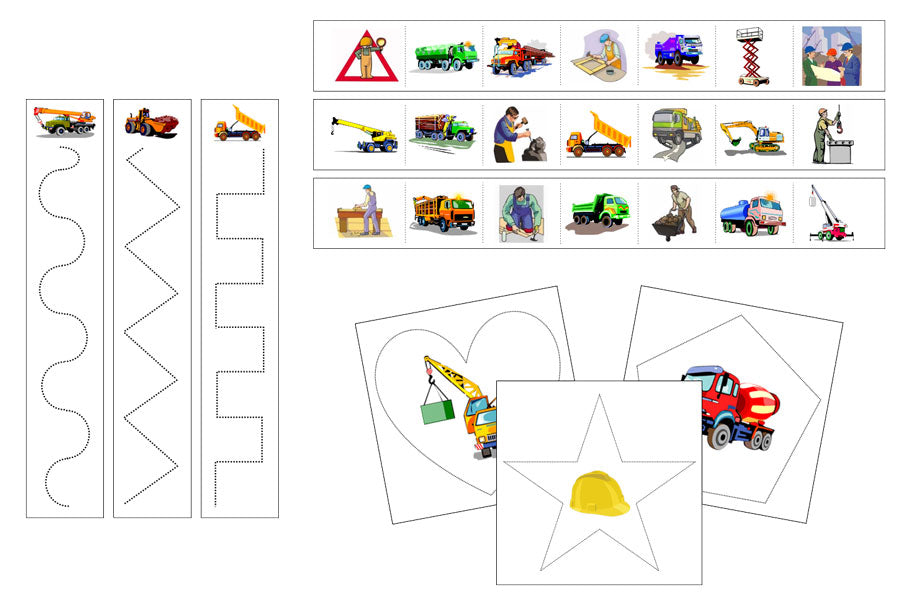Construction Cutting Work - Preschool Activity by Montessori Print Shop