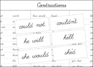 Contractions Matching Cards - Montessori Print Shop Grammar Lessons