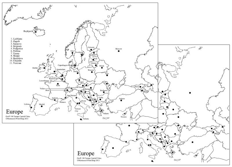 europe physical map black and white