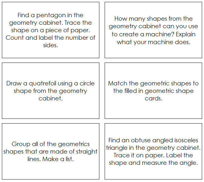Geometric Shapes command cards - Montessori Print Shop