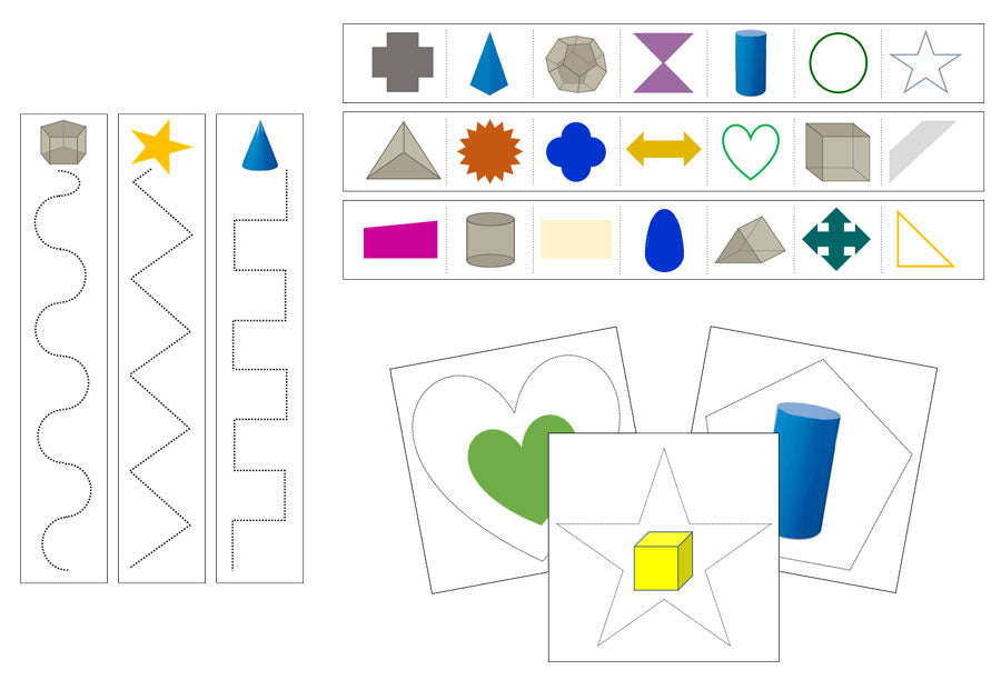 Geometric Shapes & Solids Cutting Work - Preschool Activity by Montessori Print Shop