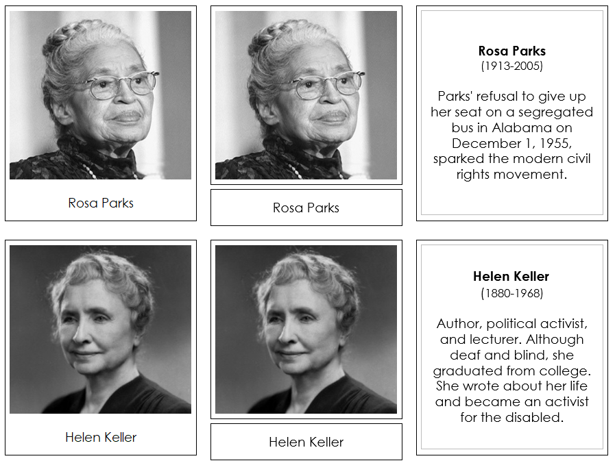 Great Women of the United States - Montessori Print Shop history cards