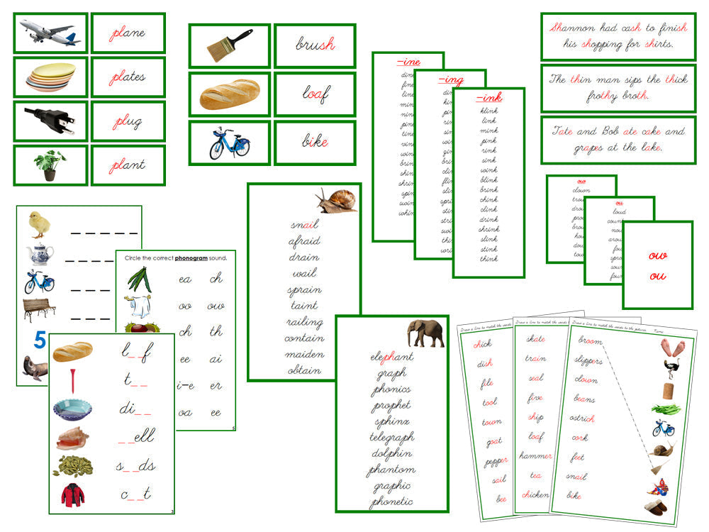 Green Language Series Bundle (photos) - CURSIVE - Montessori Print Shop Phonics Program