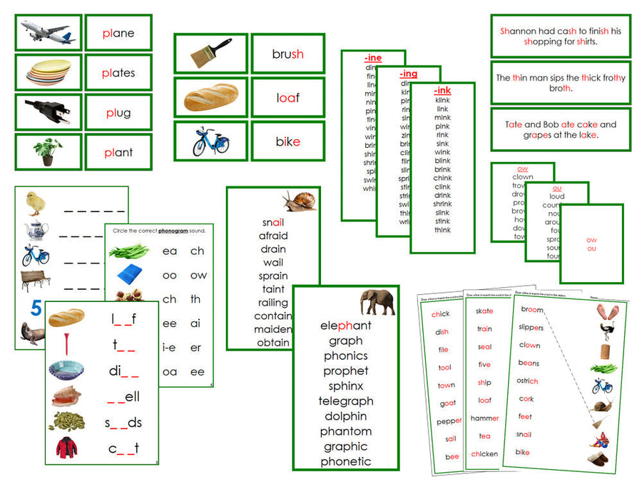 Montessori Green Language Series Bundle (photos) - Montessori Print Shop phonogram language program