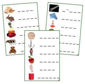 Green Phonogram Spelling Cards - Set 2 (photos) - CURSIVE - Montessori Print Shop language lesson