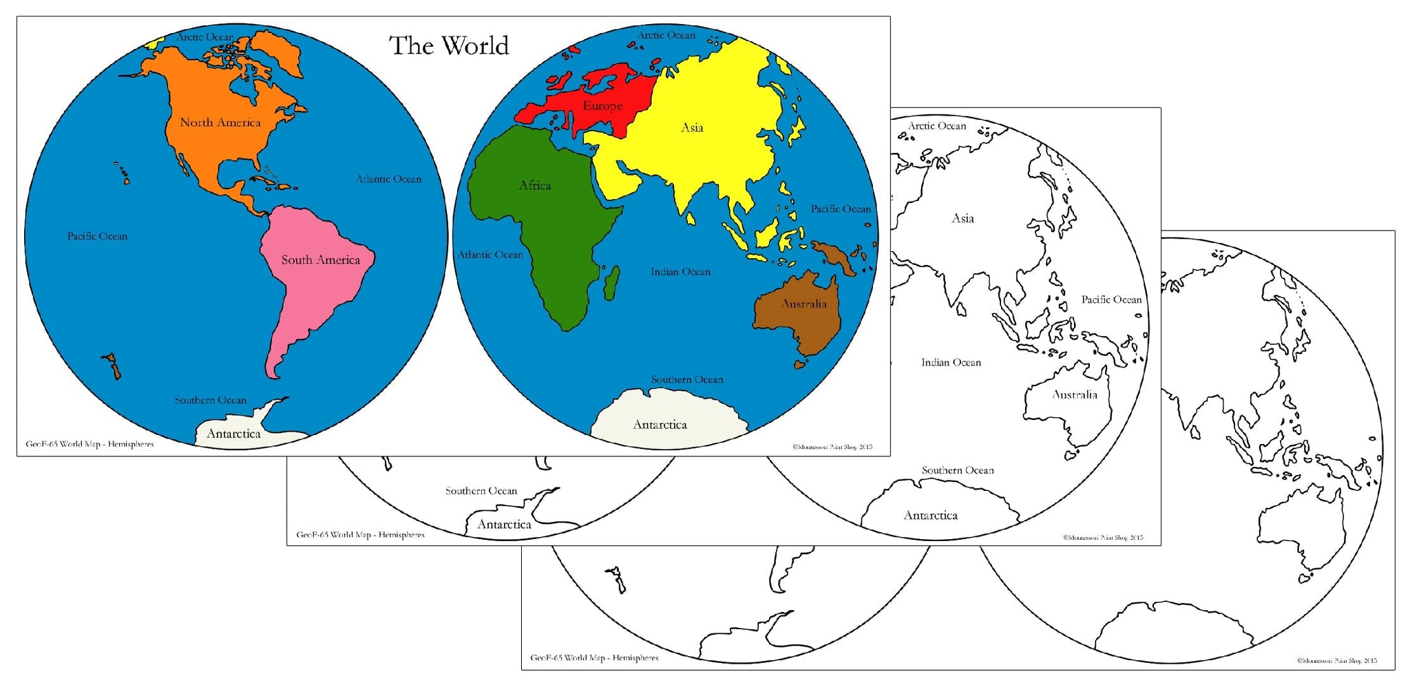 world map hemispheres labeled