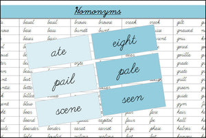 Homonyms Matching Cards - Montessori Print Shop Grammar Lessons