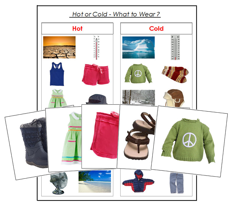 Hot or Cold: What to Wear? - preschool sorting cards