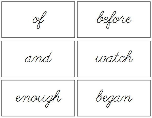 Instant Word Cards (cursive) - Montessori Digital Download - Montessori ...