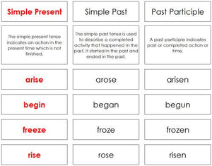 Irregular Verbs (Elementary) - montessori grammar cards