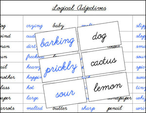Logical Adjectives (cursive) - Montessori Print Shop Grammar Lesson