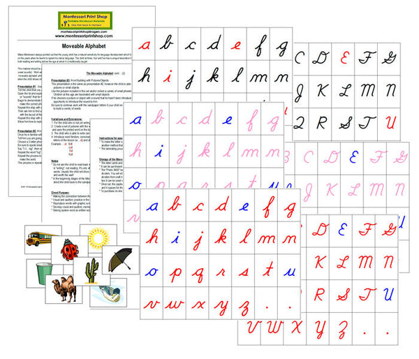 Printable Montessori Moveable (Cursive) - Montessori Print Shop