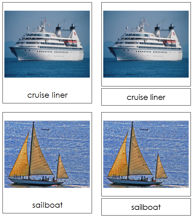 Types of Marine Transportation 3-Part Cards - Montessori Print Shop