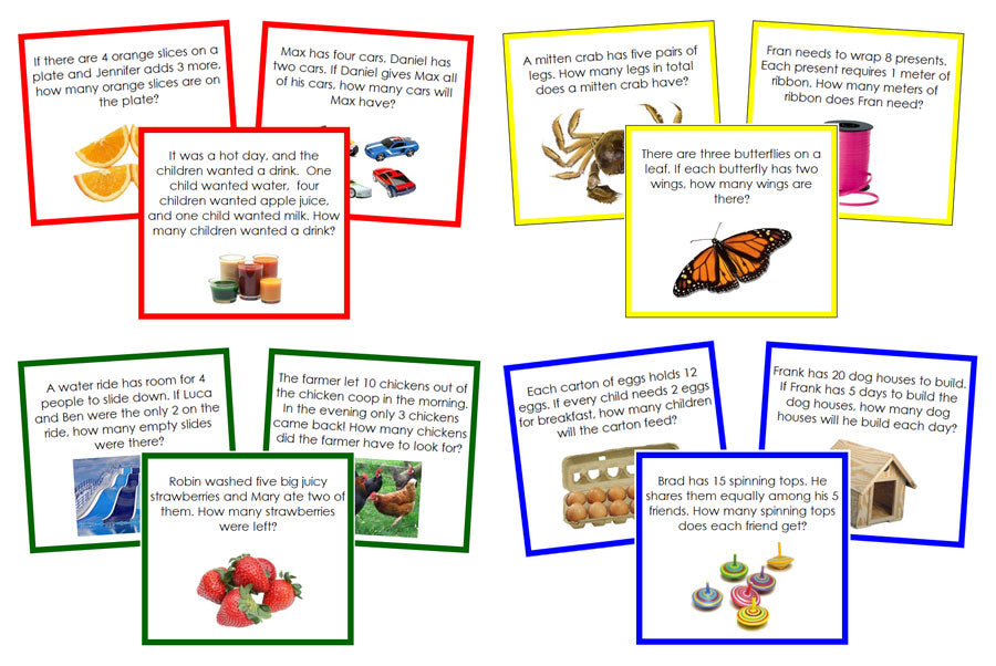Color Coding Math Word Problem Math Word Problems Bundle (color) - Montessori Print Shop Digital Download