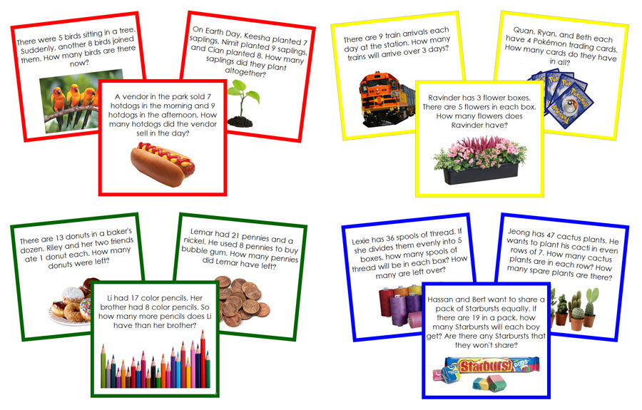 Color Coding Math Word Problem Math Word Problems Bundle (color) - Montessori Print Shop Digital Download