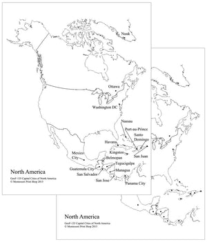 Capital Cities Maps of North America - Montessori Print Shop continent study