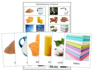 Natural Resources And Their Products - Montessori Print Shop science cards