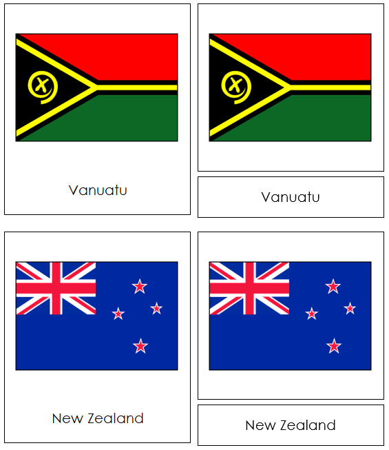 Oceanian Flags - Montessori geography cards