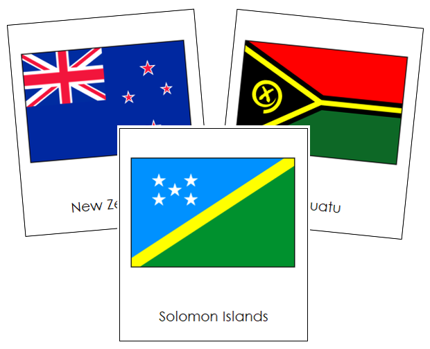 Oceanian Flags - Montessori geography cards