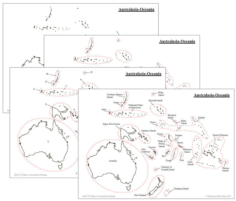 Oceania Maps & Masters - Montessori Print Shop geography materials
