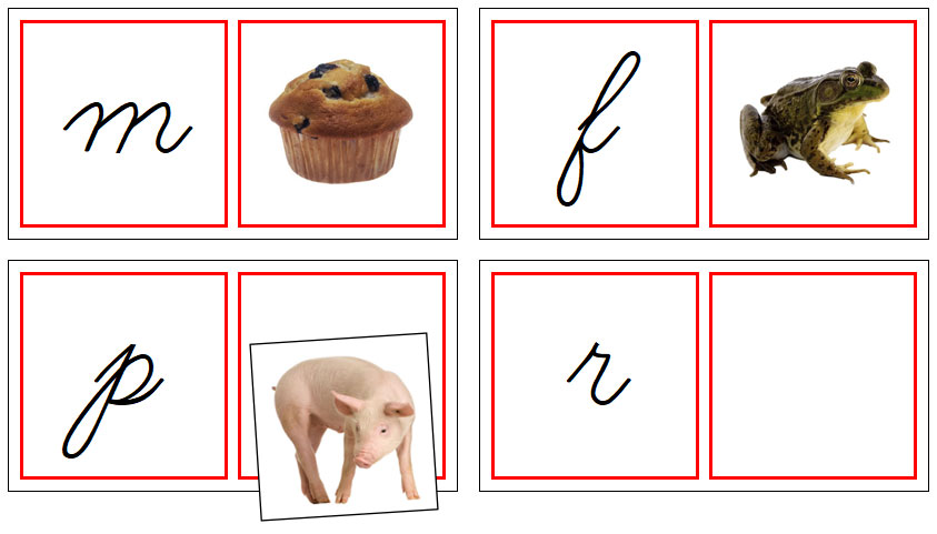 Phonetic Matching Cards - Set 1 (cursive) - Montessori Print Shop
