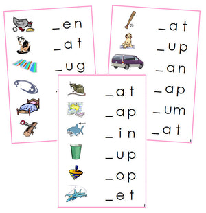 Pink Initial Sound Cards - Phonetic language cards - Montessori Print Shop