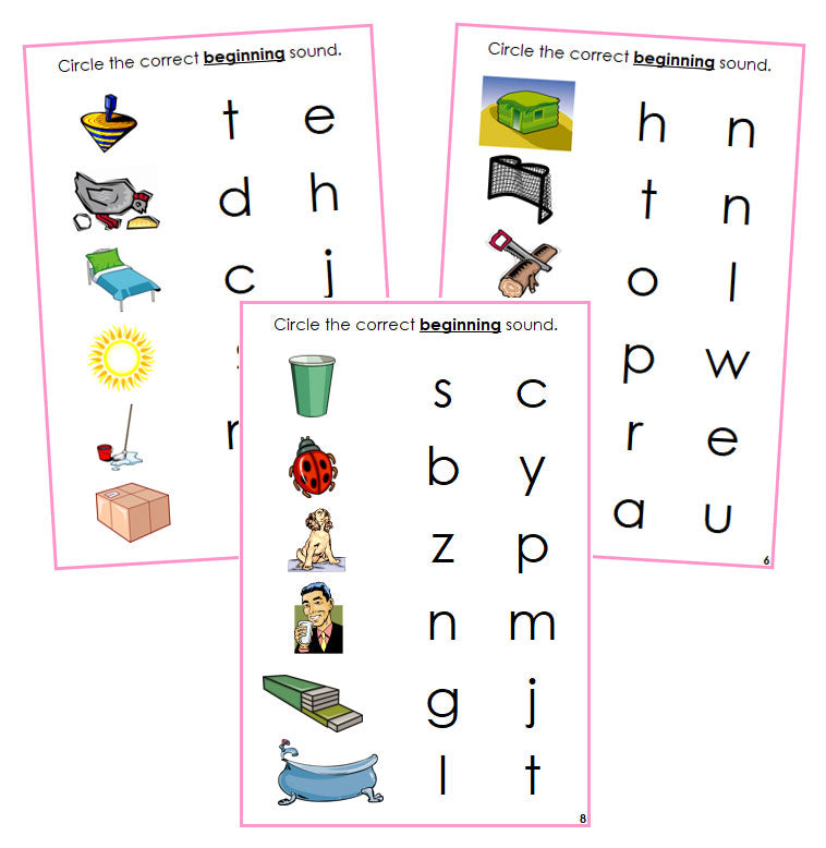 Pink Initial Sound Choice Cards - Montessori Print Shop