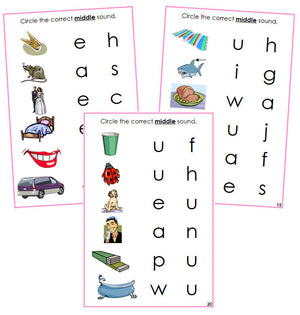 Pink vowel sound choice cards - Montessori language cards - Montessori Print Shop