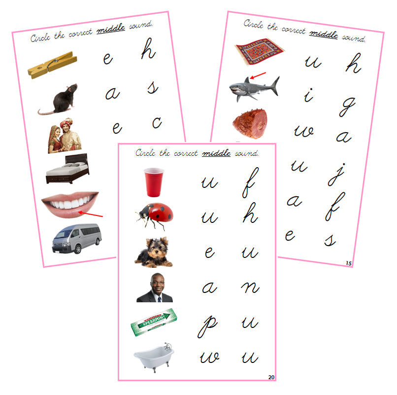 Pink Vowel Sound Choice Cards (photos) - CURSIVE