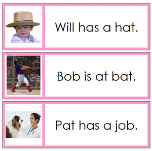 Montessori Pink Sentence Cards - Set 1 - Montessori Print Shop Language Series